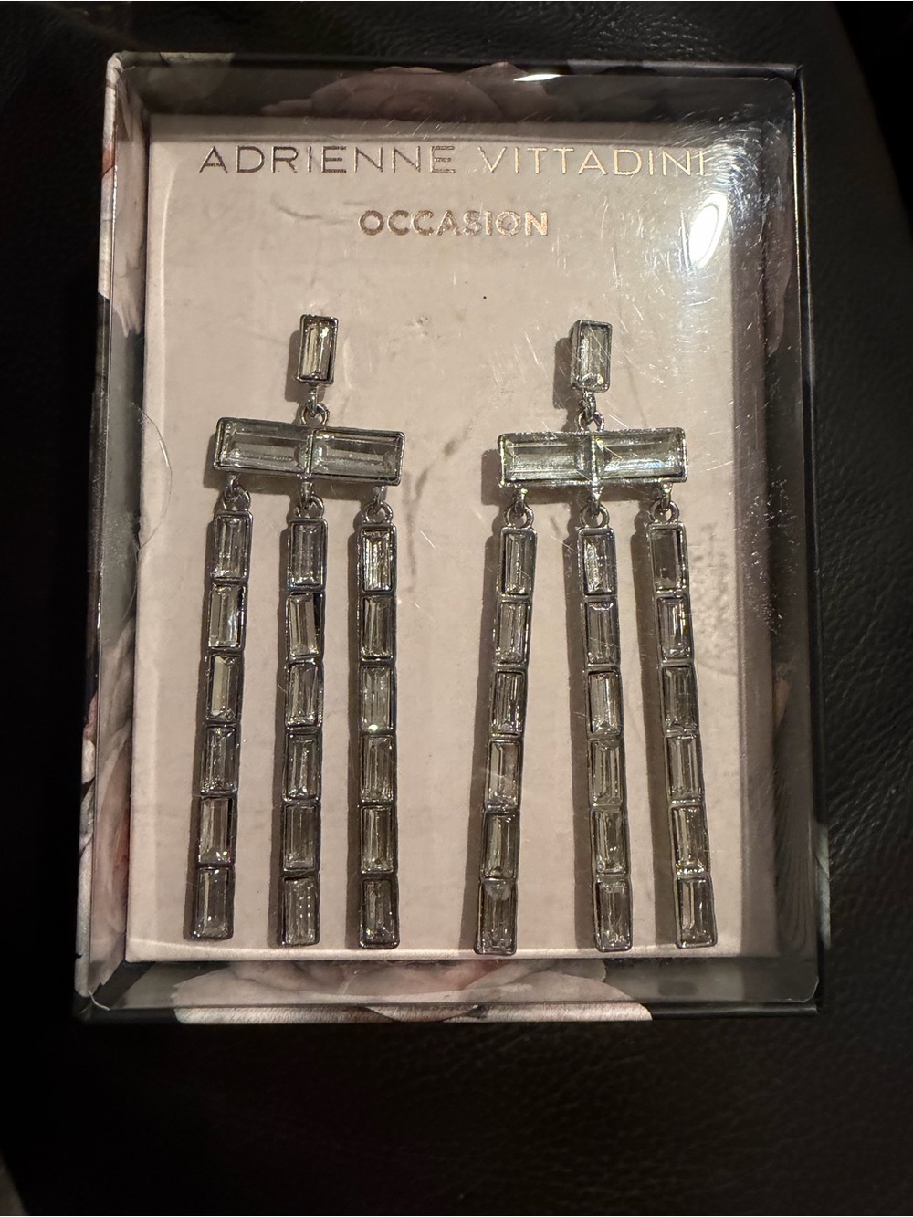 Adrienne Vittadini Occasion Silver Crystal Drop Earrings
